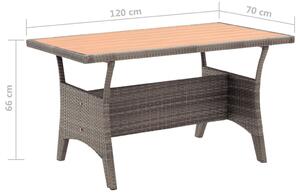 Zahradní stůl šedý 120 x 70 x 66 cm polyratan