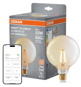 Smart LED žárovka SMART+ MATTER Filament Classic Globe 53, 6W, Teplá bílá, Zlatá, E27