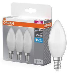 LED žárovka CLASSIC B 40W, 4.9W, Studená bílá, Matná, E14, Triple Pack