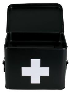 Plechový box lékárnička M černý Present Time (Barva- černá, bílý kříž)