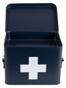 Plechový box lékárnička M tmavě modrý Present Time (Barva- tmavě modrá, bílý kříž)