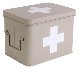 Plechový box lékárnička M světle šedý Present Time (Barva- světle šedá, bílý kříž)