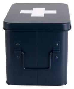 Plechový box lékárnička M tmavě modrý Present Time (Barva- tmavě modrá, bílý kříž)