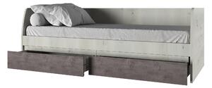 Jednolůžková postel 90 cm Norine (olše polární + onyxová) (s roštem). 1053118