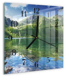 Skleněné hodiny na stěnu Horské jezero zskc-30x30-00178331