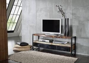INDUSTRY TV stolek 145x60 cm, litina a staré dřevo