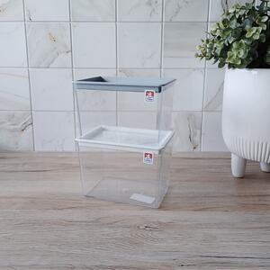 DÓZA NA SUCHÉ POTRAVINY 600 ml – nízká, průhledná | DomaLEP varianta: ŠEDÁ