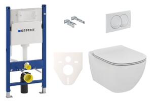 Závěsný set WC TESI Ideal Standard + modul Geberit Duofix s tlačítkem Delta 20 bílé SIKOGES5F0