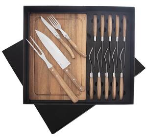 Steak set nůž+vidlička + vidlice nerez/dřevo