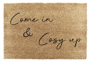 Černá rohožka z přírodního kokosového vlákna Artsy Doormats Come In & Cosy Up, 40 x 60 cm