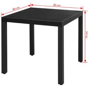 Zahradní jídelní stůl - WPC deska - černý hliník | 80x80x74 cm