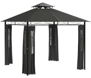 Pavilon Outsunny přibližně 3 x 3 m, Zahradní stan se stěnou, Party stan s dvojitou střechou, Nepromokavý event stan, Zahradní altán, pro balkon, teras