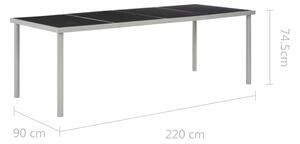 Zahradní jídelní stůl - ocel - černý | 220x90x74,5 cm