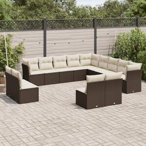 13dílná zahradní sedací souprava s poduškami hnědá polyratan 3218493