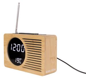 Rádiobudík/Stolní hodiny Retro Radio BambooKarlsson (Barva - bambus, přírodní)
