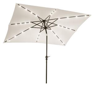 Slunečník Outsunny 268x205x248 cm s LED světly na terasu, sklopný až do 45°, ocelový sloupek s kličkou | Aosom