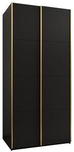 Šatní skříň LUX 1 s posuvnými dveřmi, 100×245,5×64 Černá / zlaté
