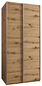Šatní skříň LUX 1 s posuvnými dveřmi, 100×245,5×64 Dub Artisan / stříbrné