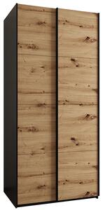 Šatní skříň LUX 1 s posuvnými dveřmi, 100×245,5×64 Černá / dub Artisan / černé