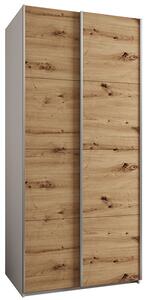 Šatní skříň LUX 1 s posuvnými dveřmi, 100×245,5×64 Bílá / dub Artisan / stříbrné