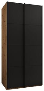 Šatní skříň LUX 1 s posuvnými dveřmi, 100×245,5×64 Dub Artisan / černá / černé