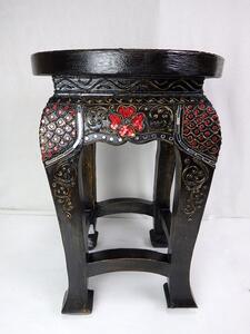 Odkládací stolek CASTLE černý, 50 cm, ruční práce (exotické dřevo Suar)