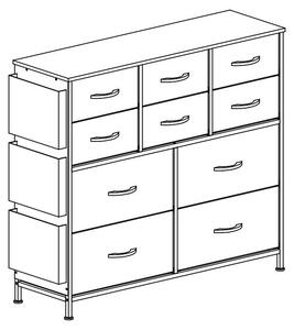 Komoda se zásuvkami, boční skříňka, univerzální a prostorná komoda (99 x 30 x 89 cm), barva bílá, materiál: dřevovláknitá deska (MDF/dřevotříska), stabilní kovový rám, elegantní vzhled