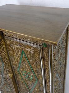 Skříňka do obýváku zlatá CASTLE, kónická, exotické dřevo, ruční práce (Masterpiece Thailand)
