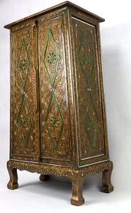Skříňka do obýváku zlatá CASTLE, kónická, exotické dřevo, ruční práce (Masterpiece Thailand)