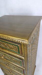 Skříňka do obýváku CASTLE zlatá, exotické dřevo, ruční práce (Masterpiece)