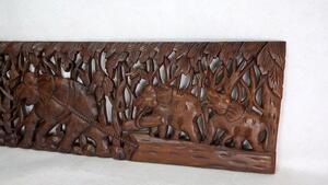Závěsná dekorace Slony, teakové dřevo, ruční práce