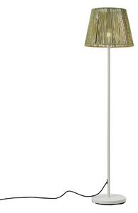 Venkovní stojací lampa bílá se zeleným lanovým stínidlem IP44 - Virginia Jayla