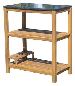 Sunfun Akácie Kuchyňský modul, 52 × 87 × 75 cm, dřevo z akácie, žula