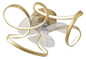 Stropní ventilátor mosazný 55 cm vč. LED stmívatelný s dálkovým ovládáním - Mandy