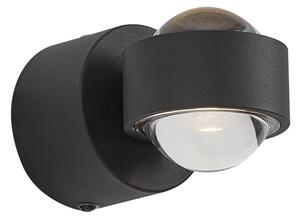 Designová nástěnná lampa černá vč. LED IP44 - Lens
