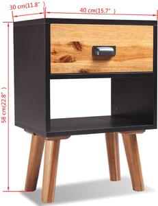 Noční stolek z masivního akáciového dřeva 2 ks | 40x30x58 cm