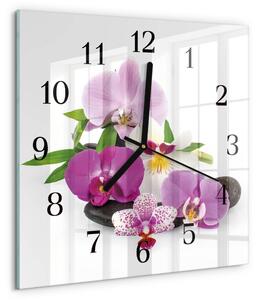Skleněné hodiny na stěnu Orchidej zskc-30x30-00178235
