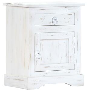 Noční stolek - masivní mangovníkové dřevo - bílý | 40x30x50 cm