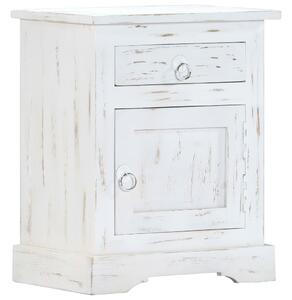 Noční stolek - masivní mangovníkové dřevo - bílý | 40x30x50 cm