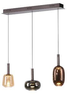 Závěsné svítidlo černé s vícebarevným sklem vč. LED 3-světla Easylift - Irides