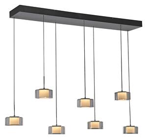 Závěsné svítidlo černé s kouřovým sklem vč. LED 7-světel Easylift - Rika