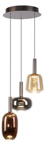 Závěsné svítidlo černé s vícebarevným sklem kulaté vč. LED 3-světla Easylift - Irides