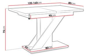 Jídelní stůl SEVA, 80x75x80, černá lesk/beton