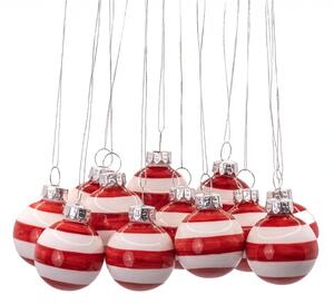 Skleněné ručně vyrobené vánoční koule v sadě 12 ks ø 3 cm Bauble Stripe – Sass & Belle