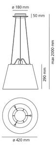 Artemide 13TOL Tolomeo Mega Black sospensione 42, designové závěsné svítidlo, 1x21W LED E27, černé stínítko průměr 42cm