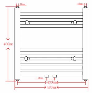 Žebříkový radiátor na ručníky - rovný - ústřední topení - šedý | 480x480 mm