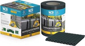 Ochranné pásy z PVC pro ploty s dvojitou mříží – 35 m x 19 cm, barva antracit (RAL 7016), včetně 20 upevňovacích klipů (svorky) – ochrana proti větru a pohledům pro zahradní plot
