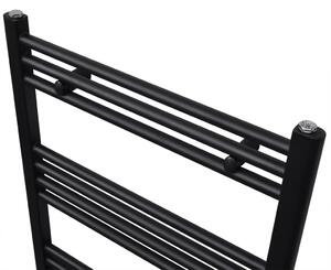 Žebříkový radiátor na ručníky - rovný - ústřední topení - černý | 500x1424 mm