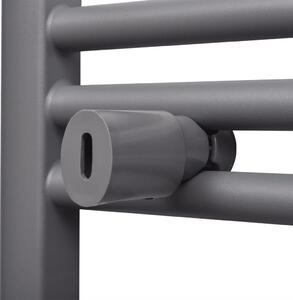 Žebříkový radiátor na ručníky - rovný - ústřední topení - šedý | 600x1160 mm
