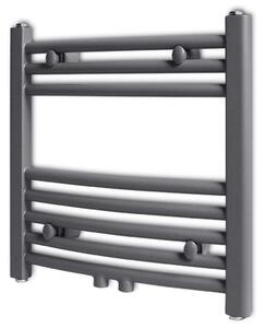 Žebříkový radiátor na ručníky - obloukový - ústřední topení - šedý | 480x480 mm